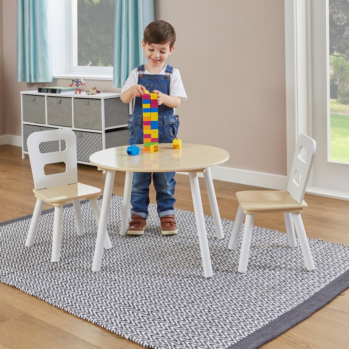 Liberty House Kids Round Table And Two Chairs Set White – image 2