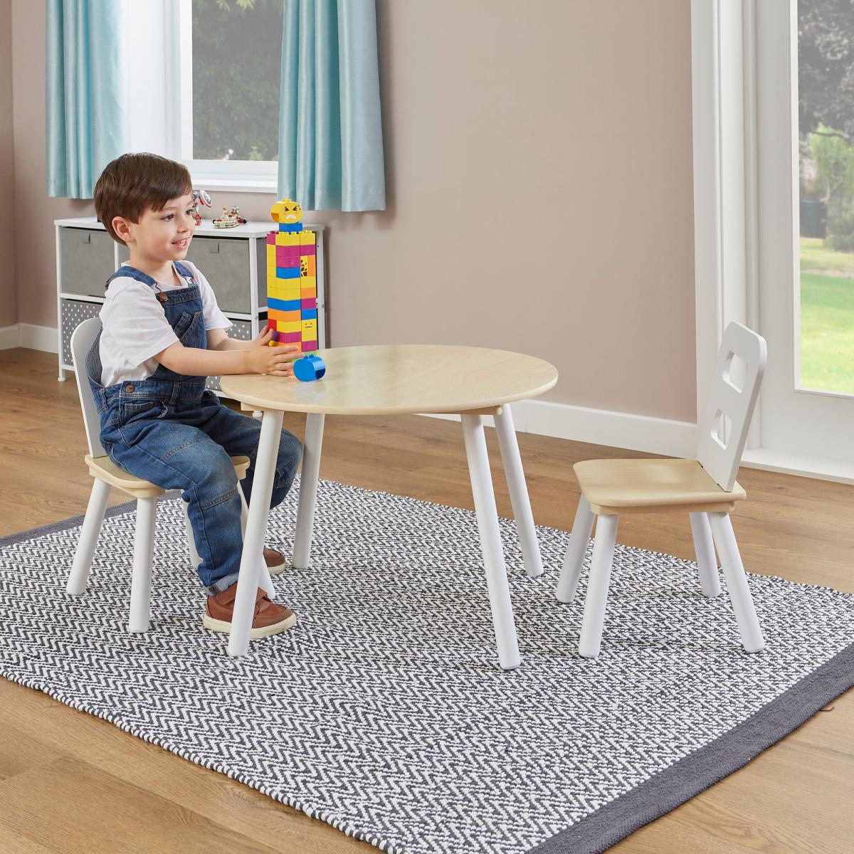 Liberty House Kids Round Table And Two Chairs Set White – image 1