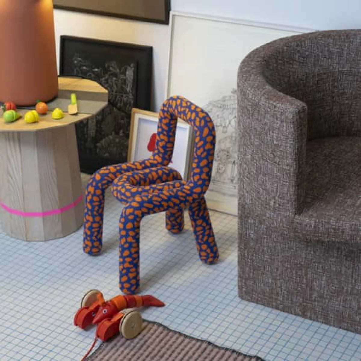 Mini Bold Children's chair textile blue / Padded - Moustache – image 4