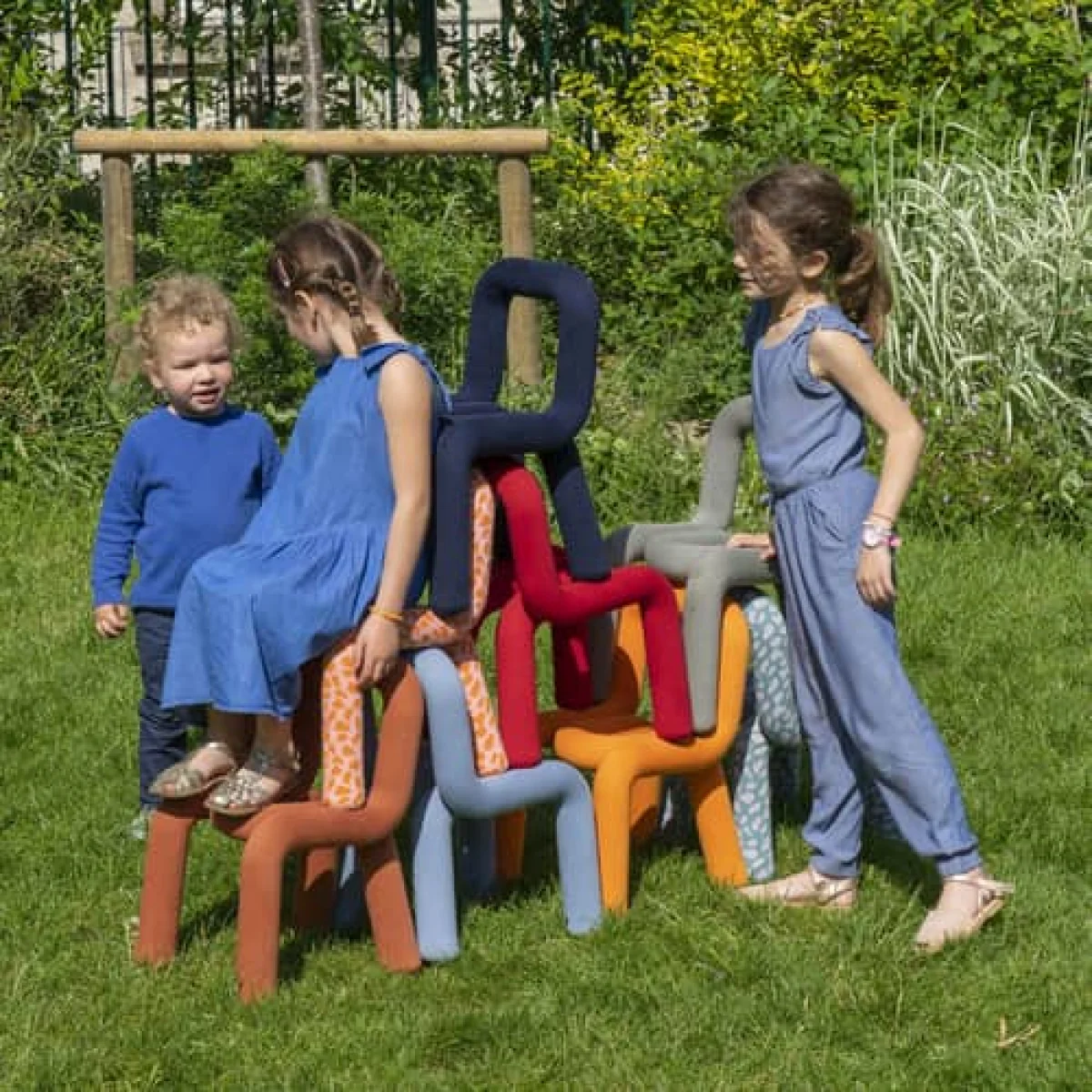 Mini Bold Children's chair textile blue / Padded - Moustache – image 5