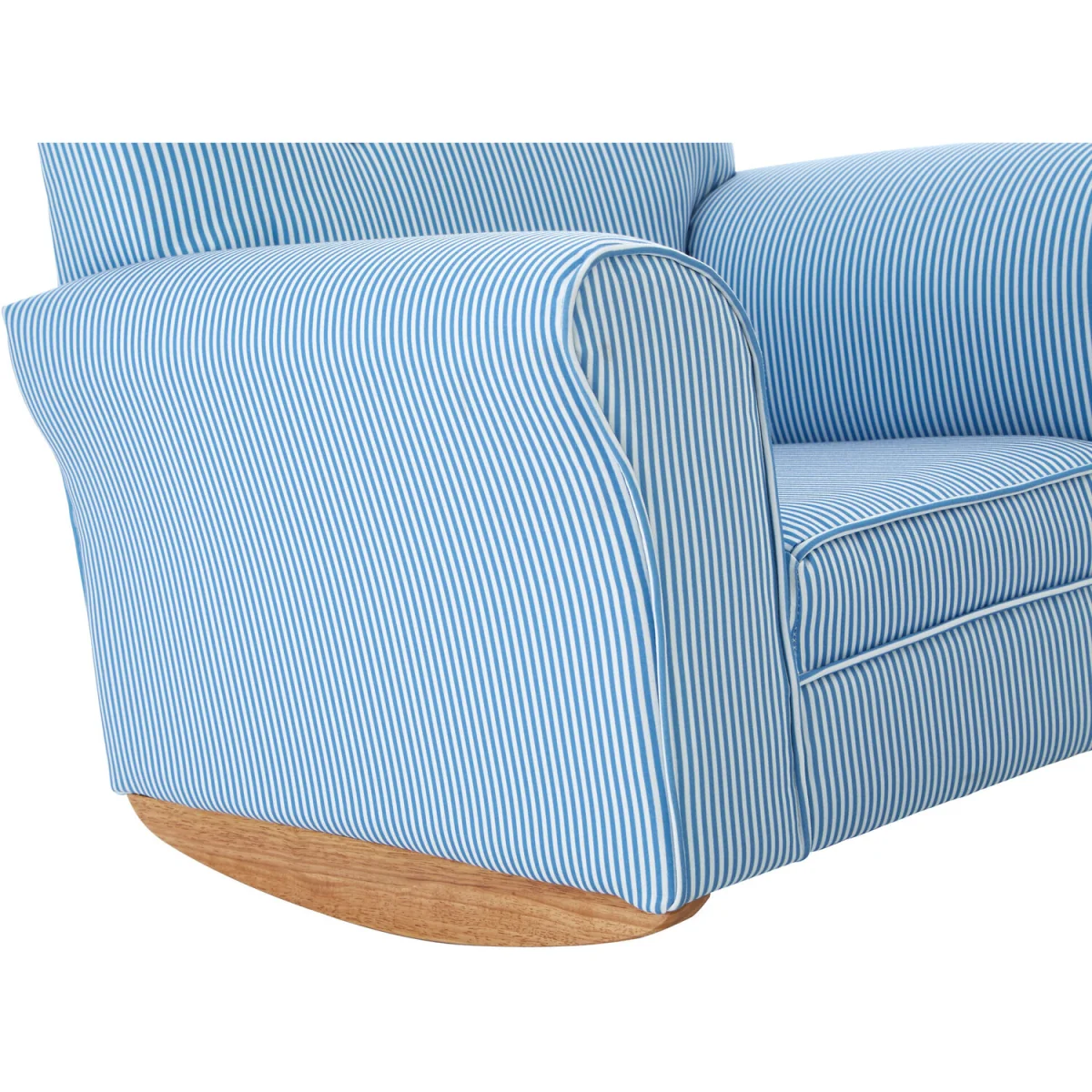 Kids Blue And White Stripe Rocking Chair With Footstool - White, Blue – image 2