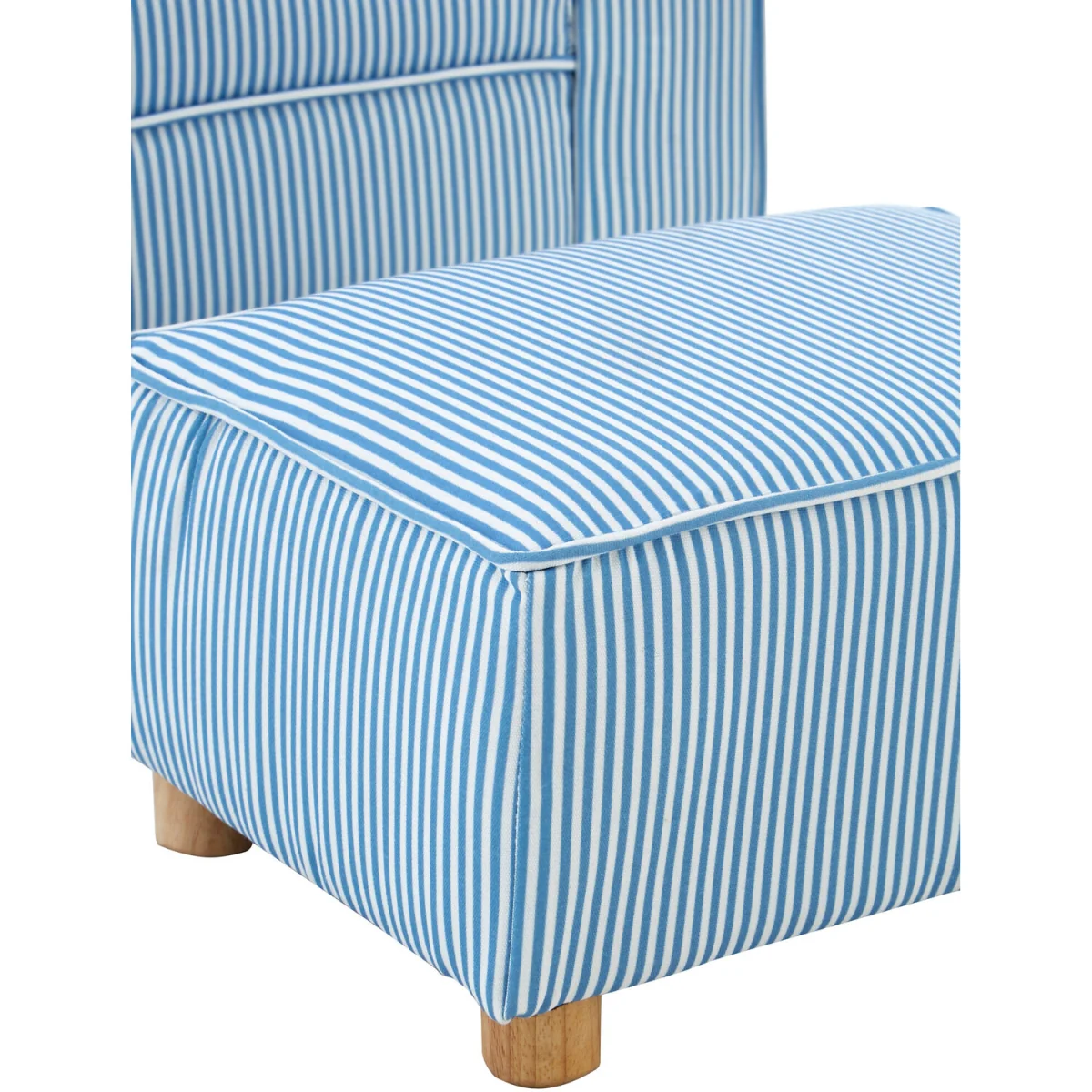Kids Blue And White Stripe Rocking Chair With Footstool - White, Blue – image 3