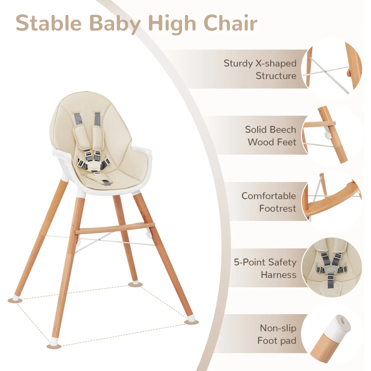 Wooden Toddler Dining Chair - Beige – image 5
