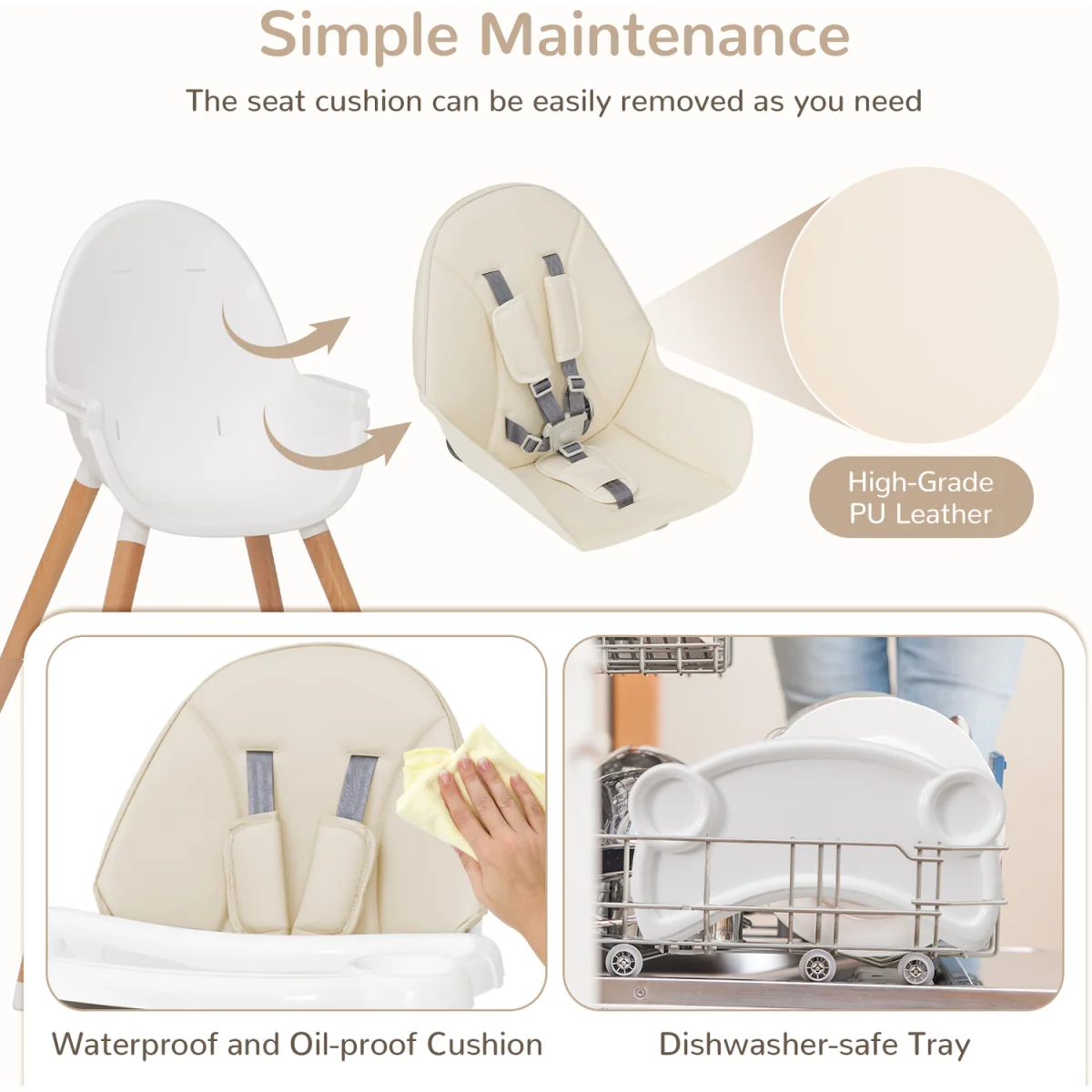 Wooden Toddler Dining Chair - Beige – image 6