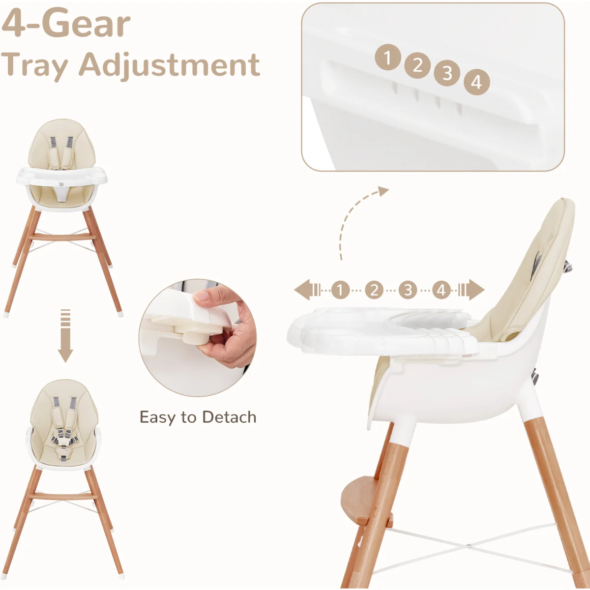 Wooden Toddler Dining Chair - Beige – image 8