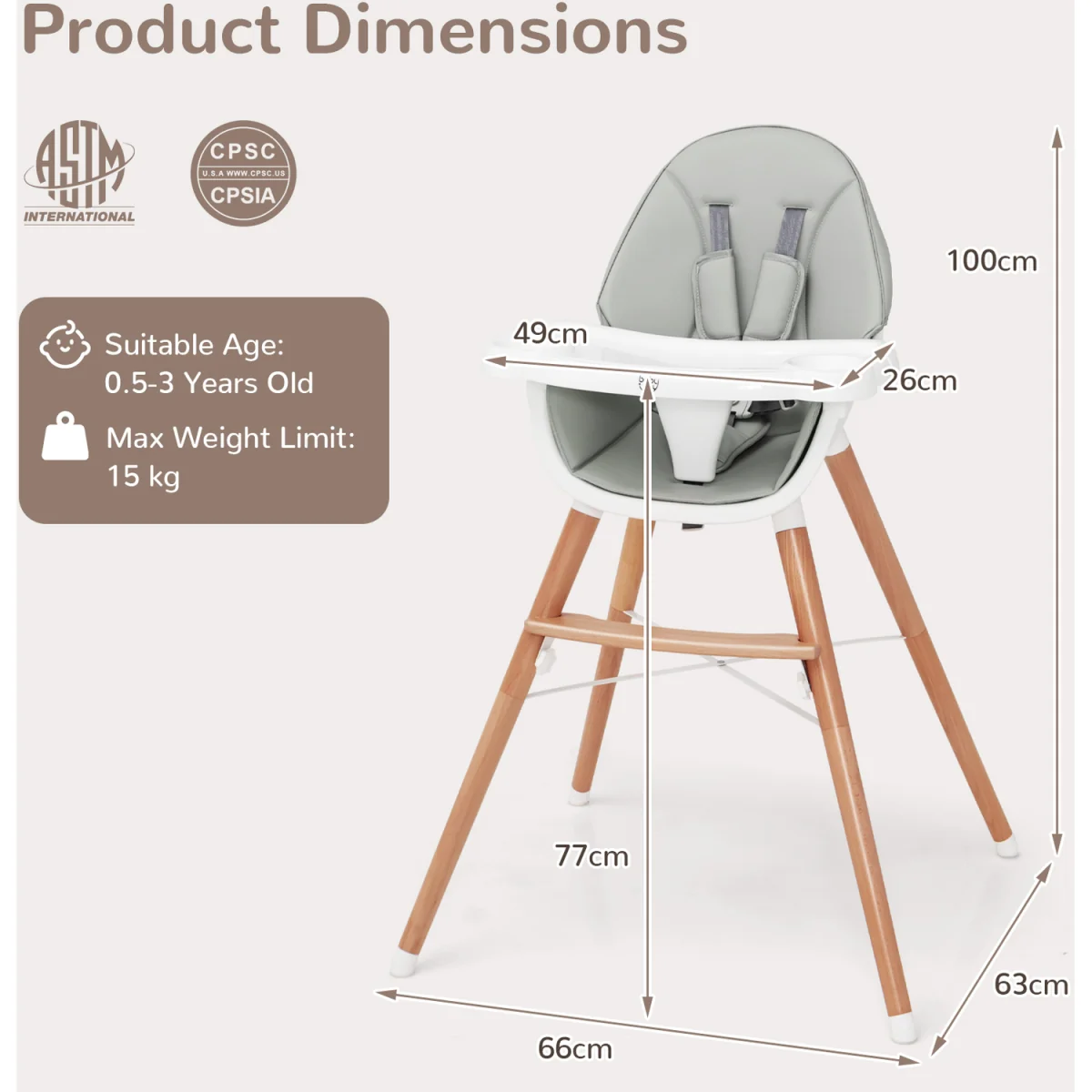 Wooden Toddler Dining Chair - Grey – image 2