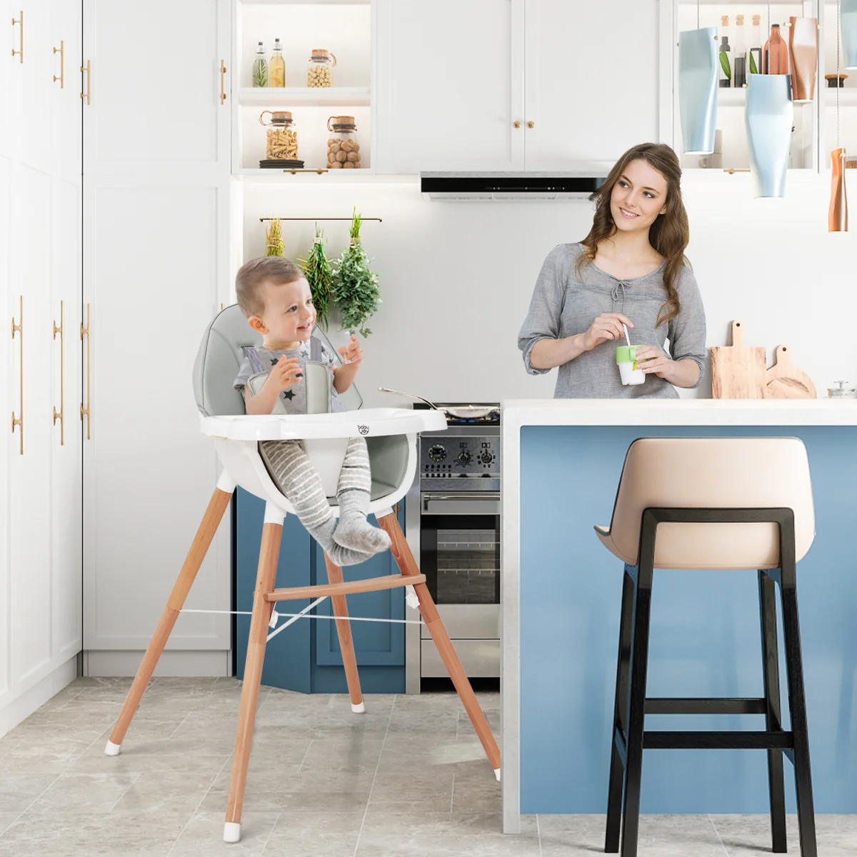 Wooden Toddler Dining Chair - Grey – image 4