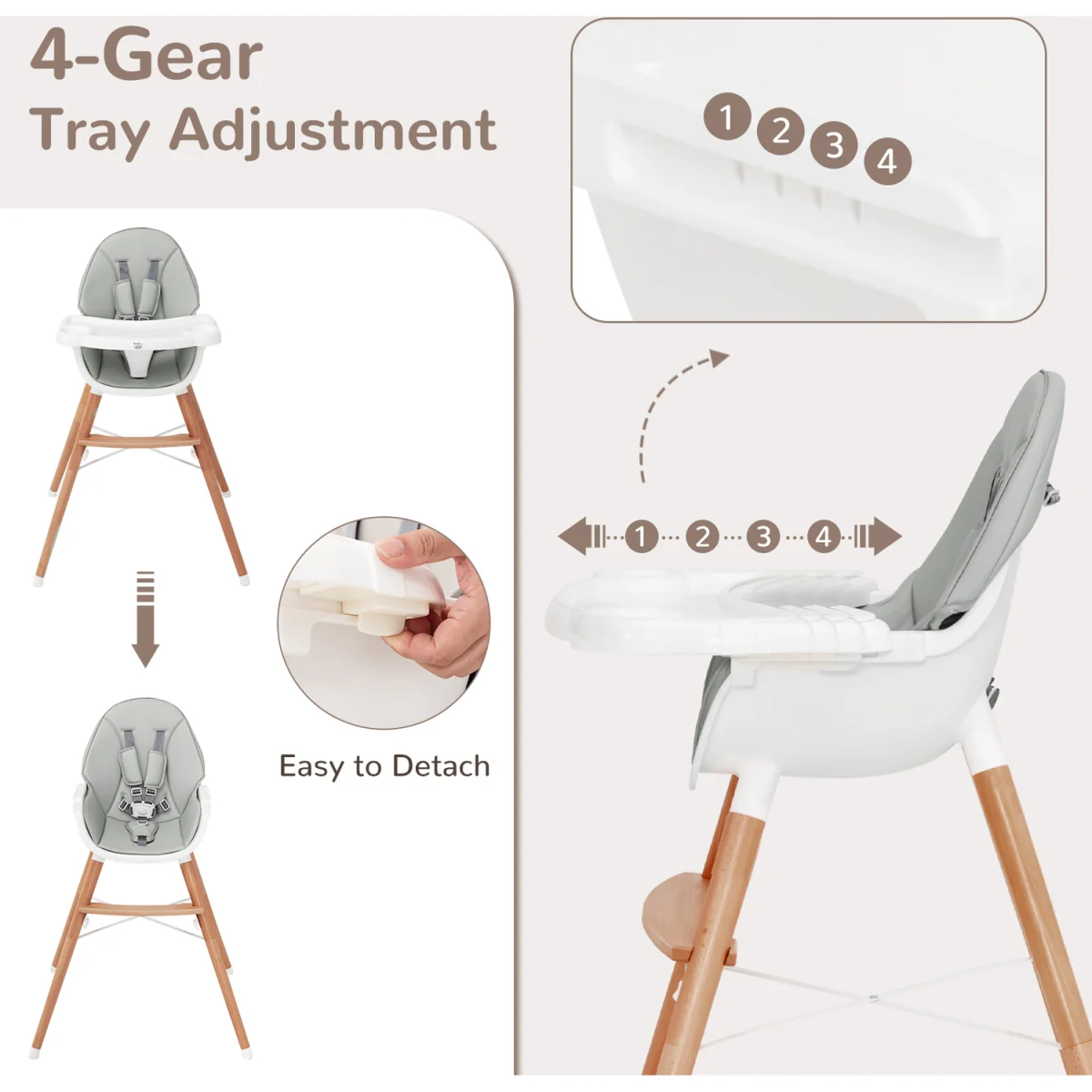 Wooden Toddler Dining Chair - Grey – image 6