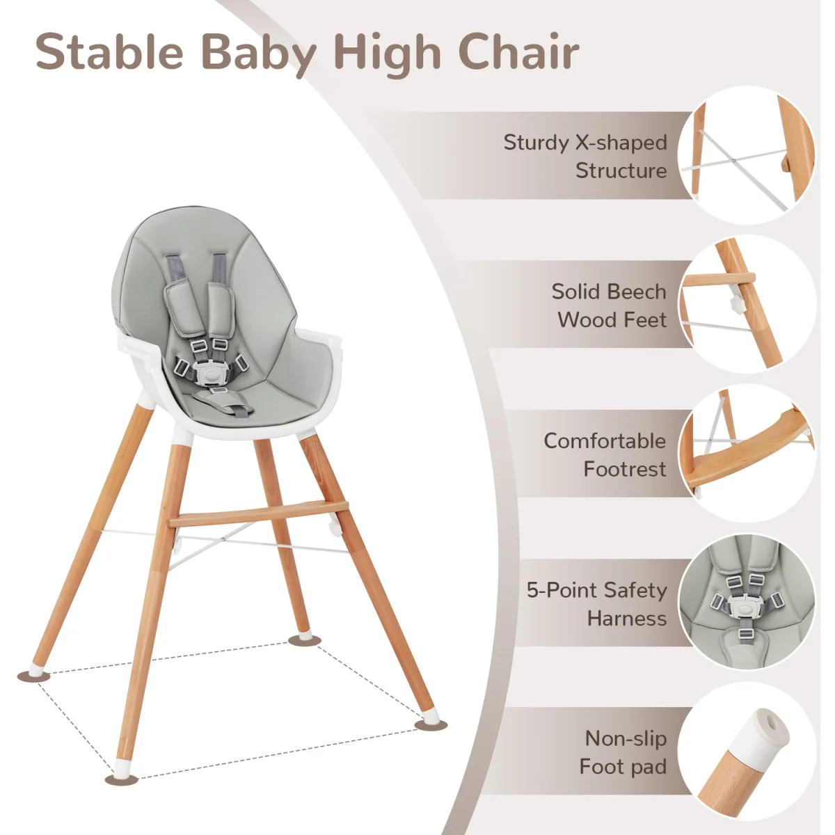 Wooden Toddler Dining Chair - Grey – image 8