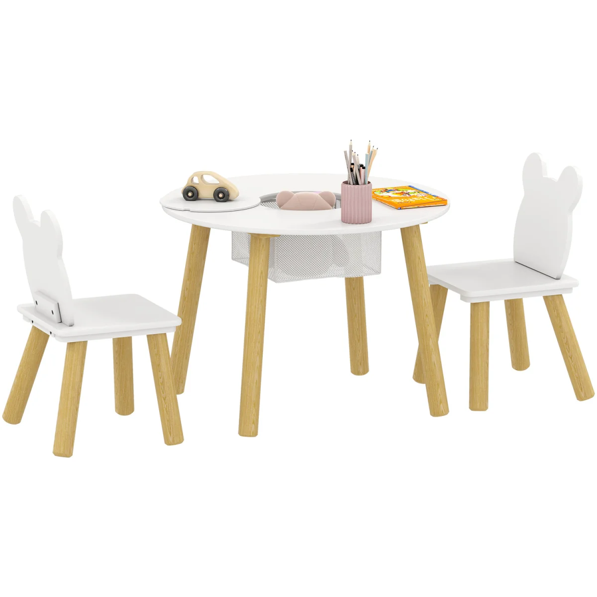 AIYAPLAY 3-Piece Toddler Table and Chair Set 312-118V80WT - White – image 2