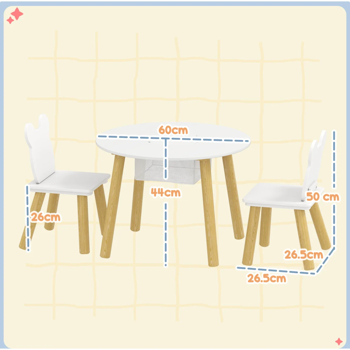 AIYAPLAY 3-Piece Toddler Table and Chair Set 312-118V80WT - White – image 3