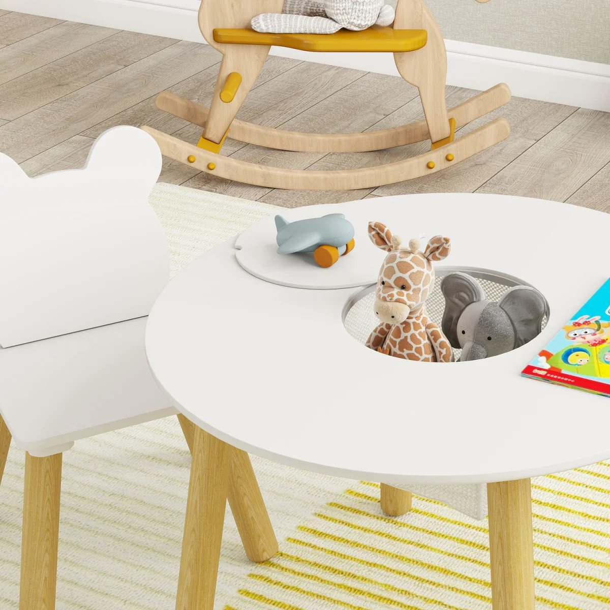 AIYAPLAY 3-Piece Toddler Table and Chair Set 312-118V80WT - White – image 7