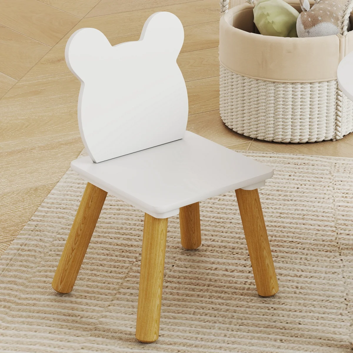 AIYAPLAY 3-Piece Toddler Table and Chair Set 312-118V80WT - White – image 9