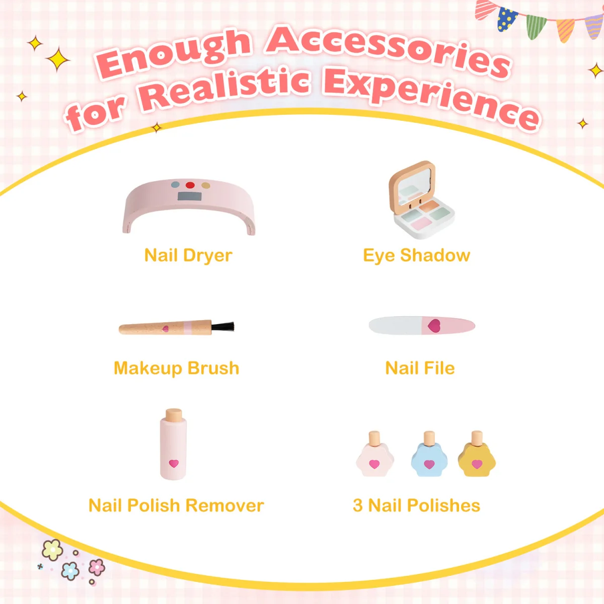 Kids Pretend Nail Salon Playset with Chair and Stoo - Pink – image 2