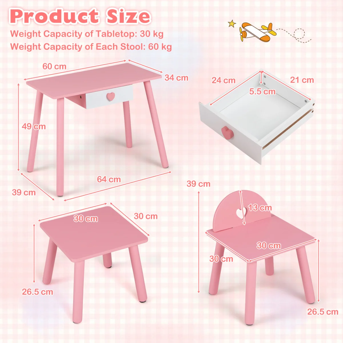 Kids Pretend Nail Salon Playset with Chair and Stoo - Pink – image 4
