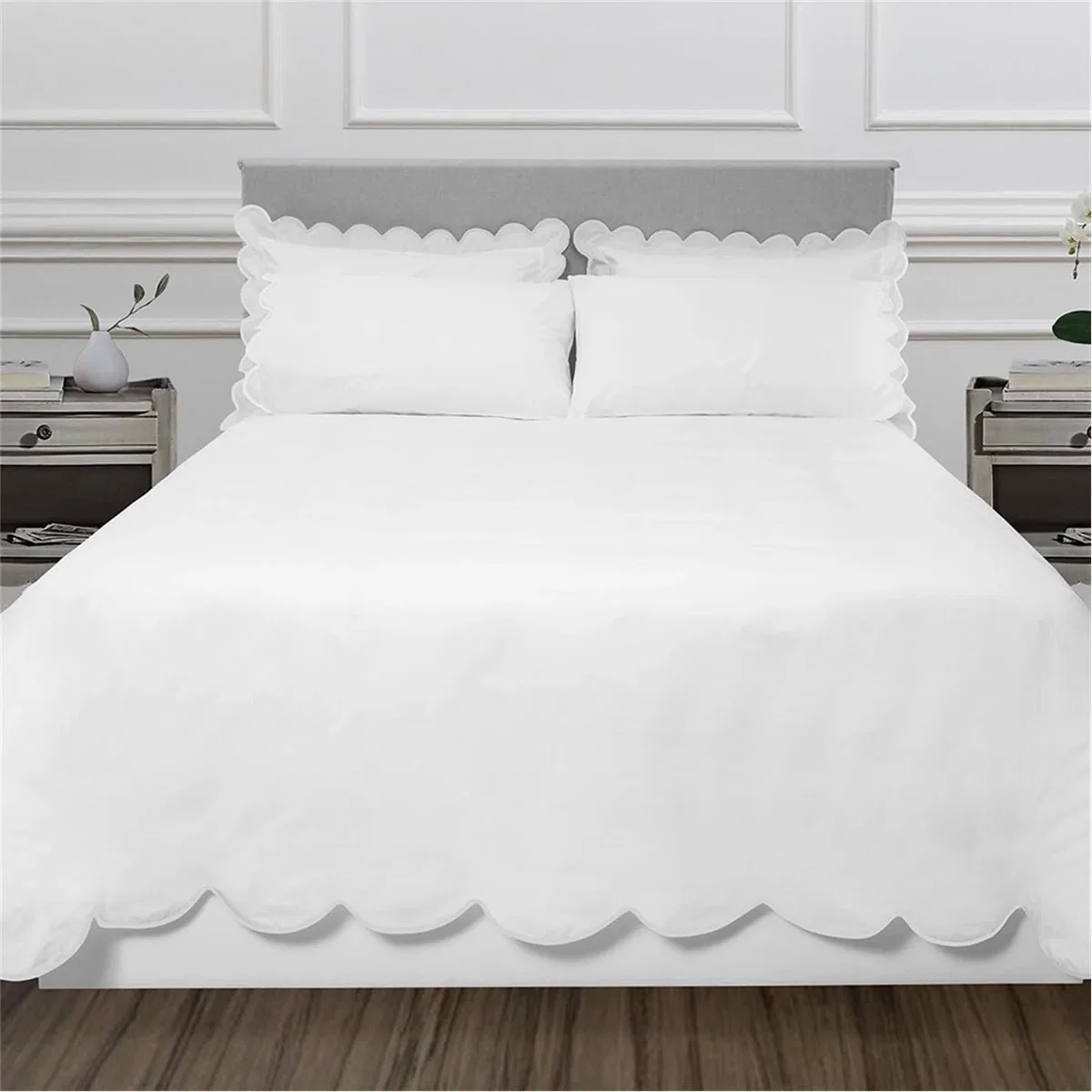 Family Linen Scallop Pillowcase - Set of 2 - White – image 2