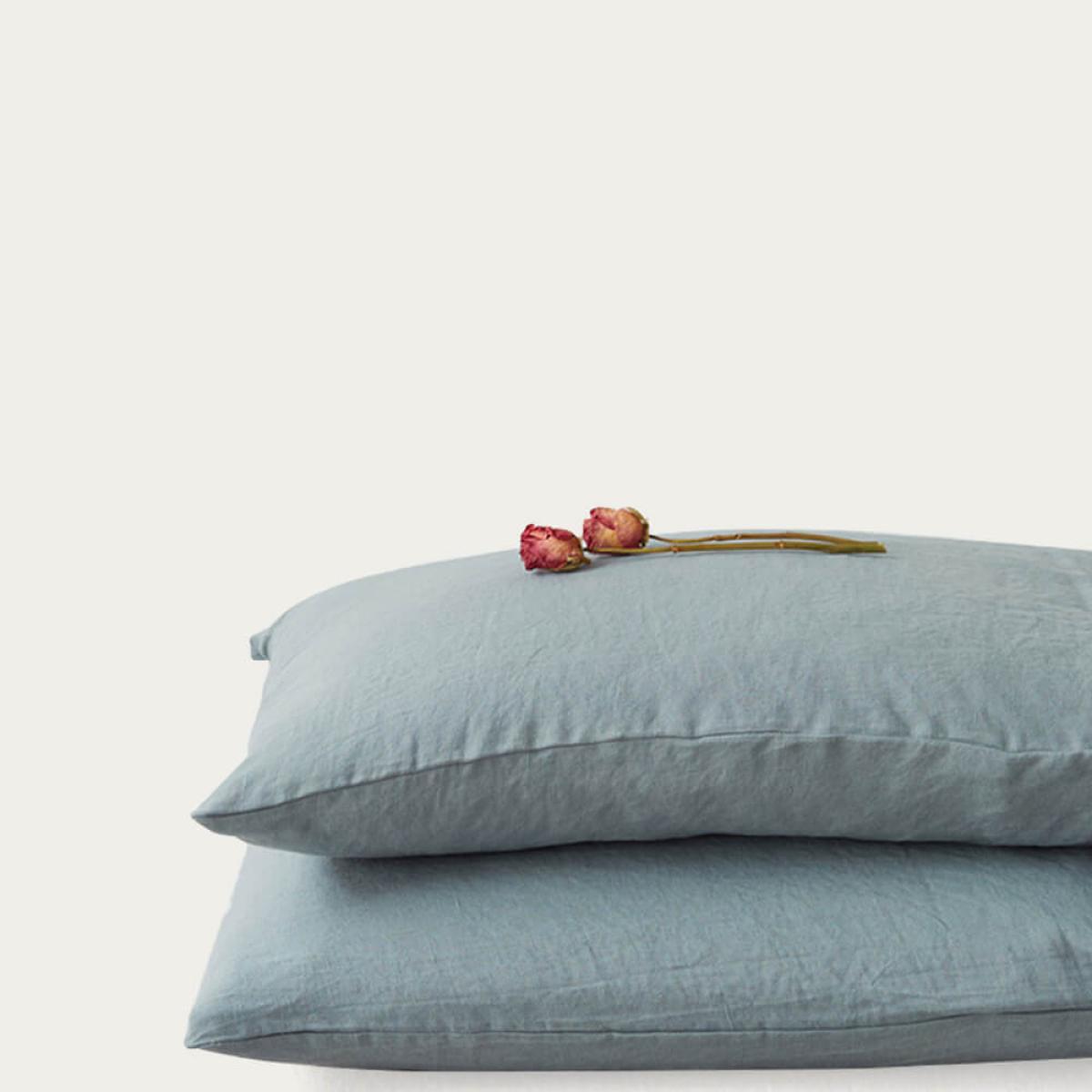 Blue Fog Washed Linen Pillow Case