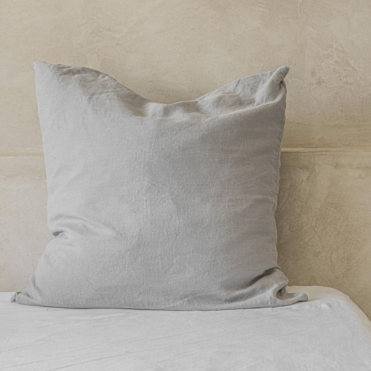 Light Grey Classic Linen Pillowcase – image 2