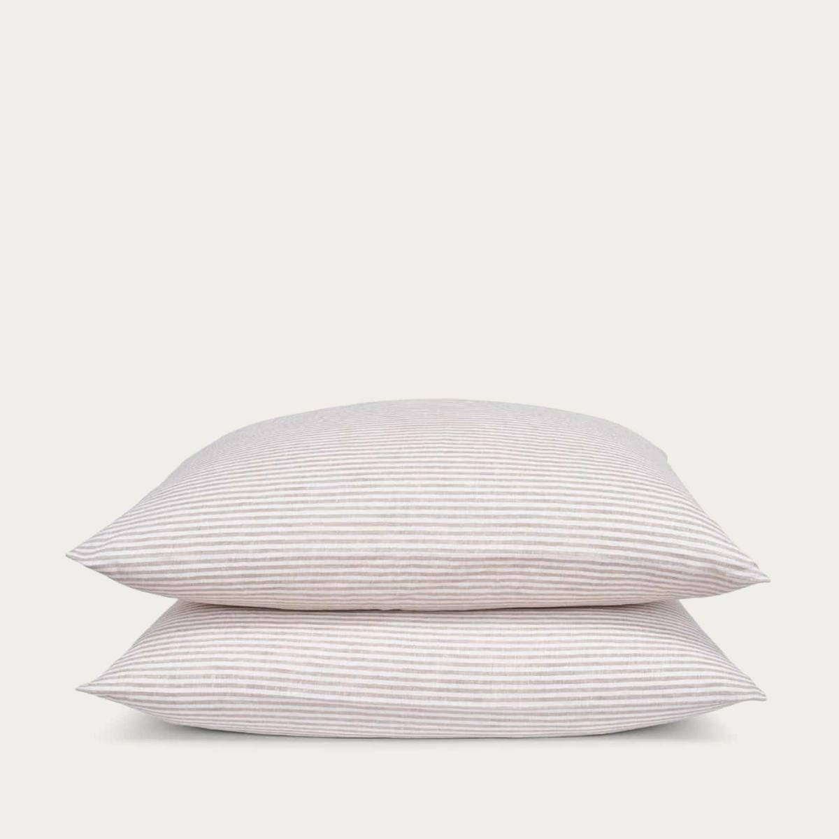 Beige/White Tied Linen Pillowcase – image 3