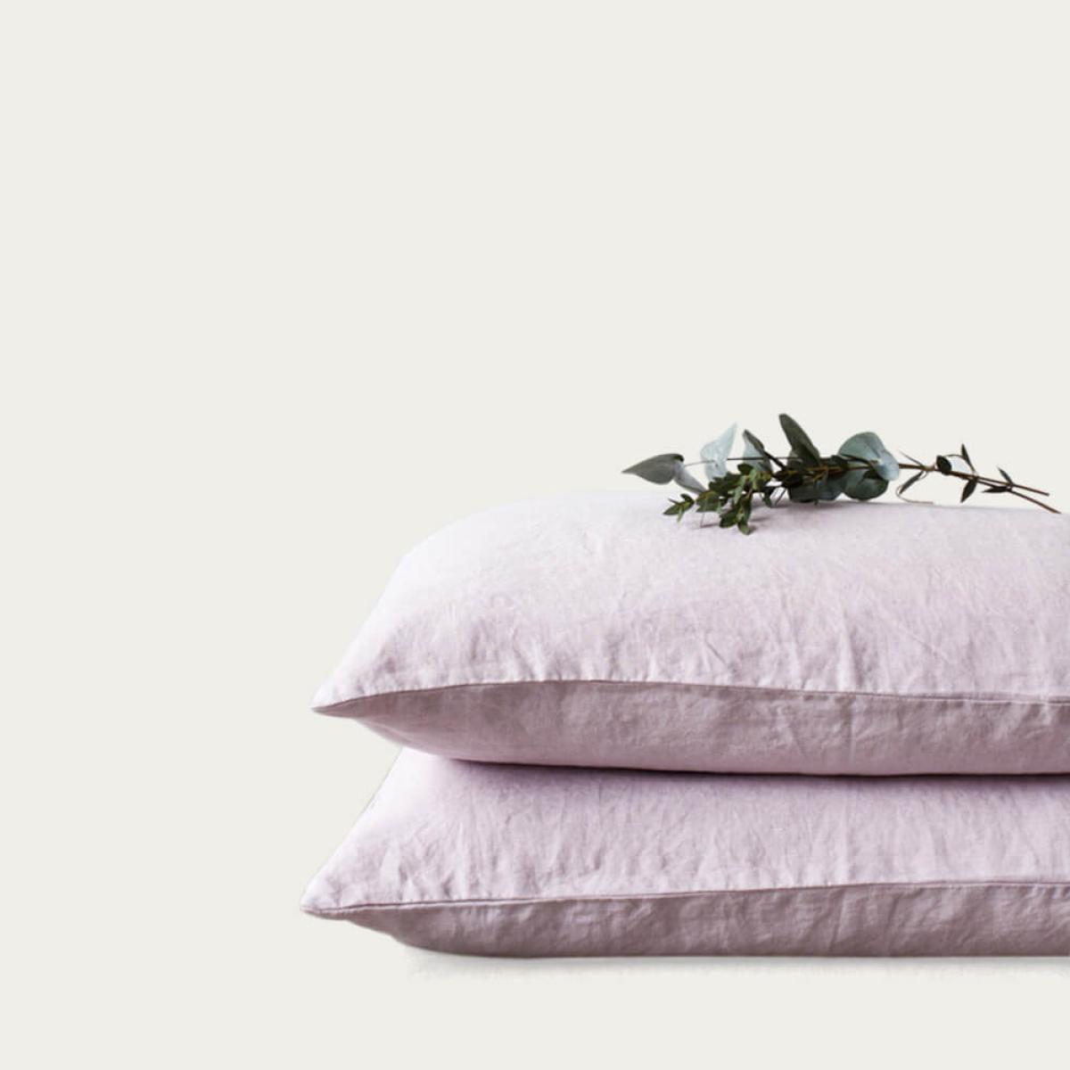 Pink Lavender Washed Linen Pillow Case