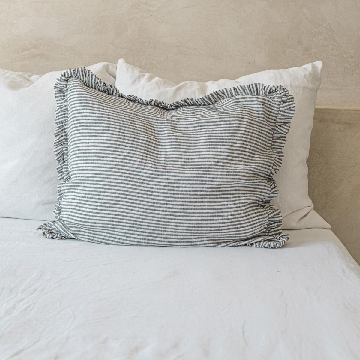 Striped Ruffled Linen Pillowcase – image 2