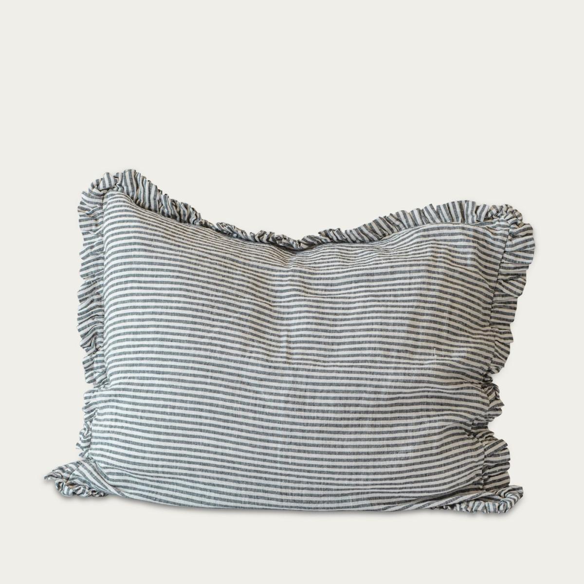 Striped Ruffled Linen Pillowcase – image 1