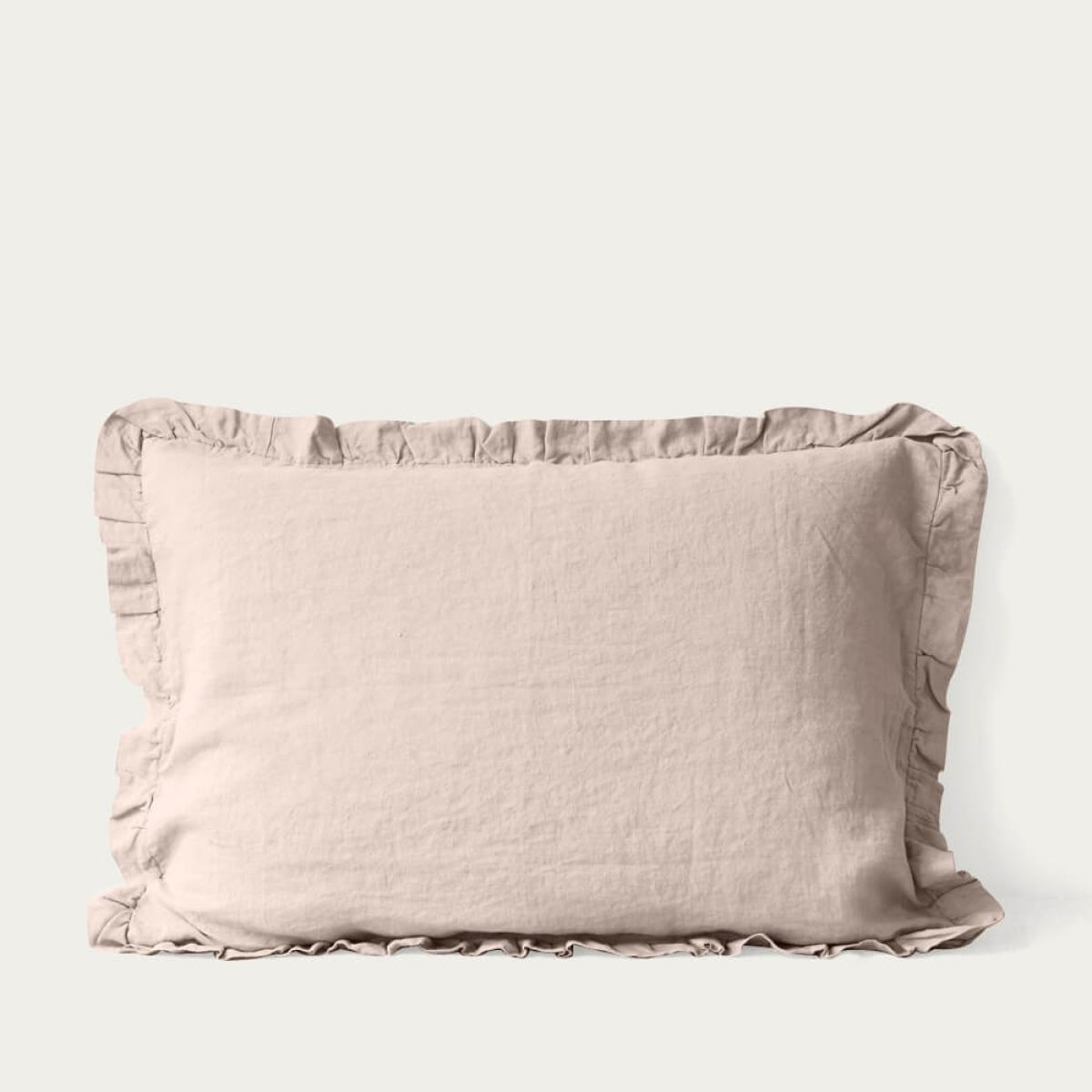 Portobello Frilled Washed Linen Pillow Case