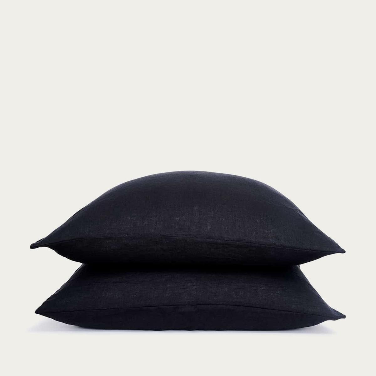Black Buttoned Linen Pillowcase – image 3