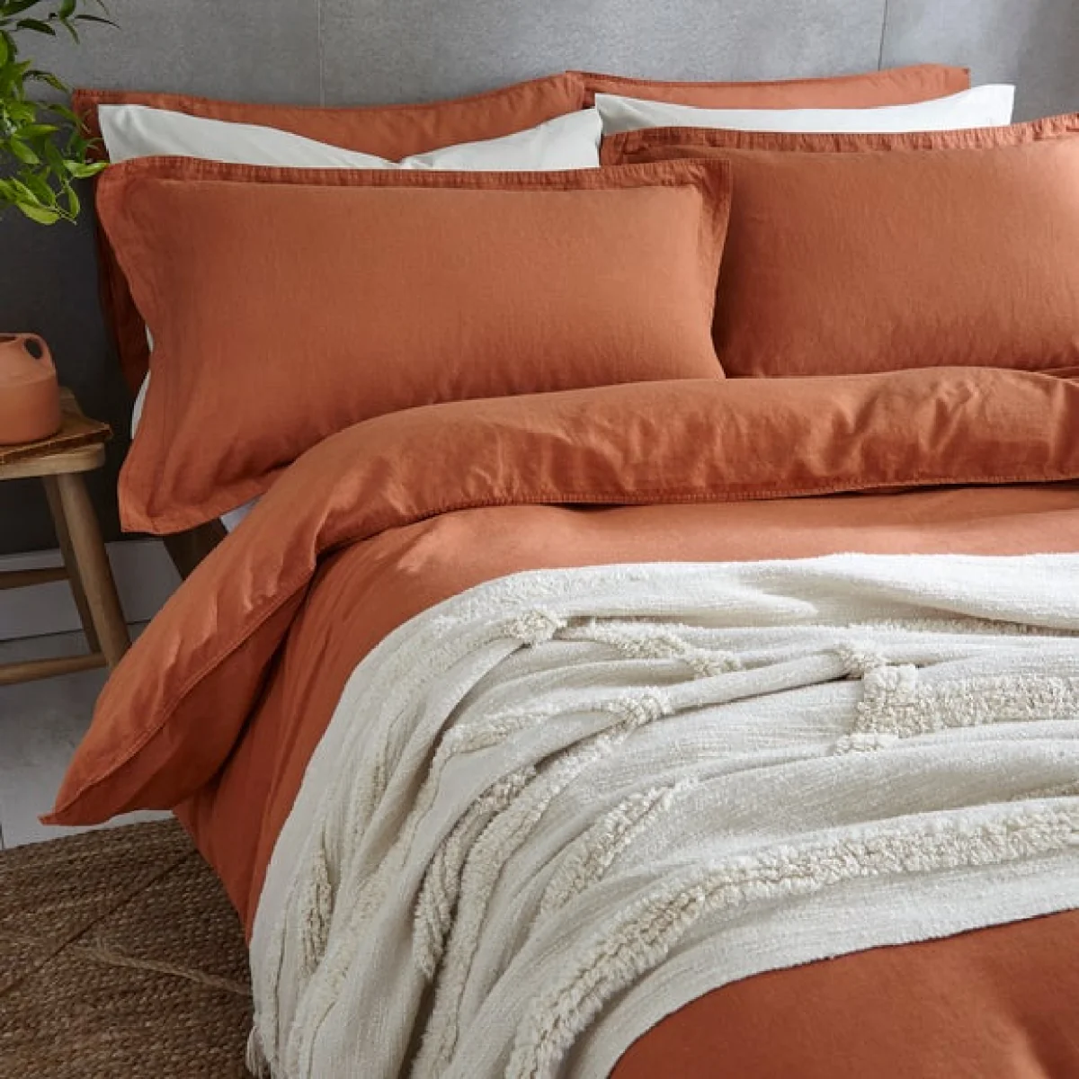 Cotton Linen Oxford Pillowcase Butterscotch (Orange) – image 1
