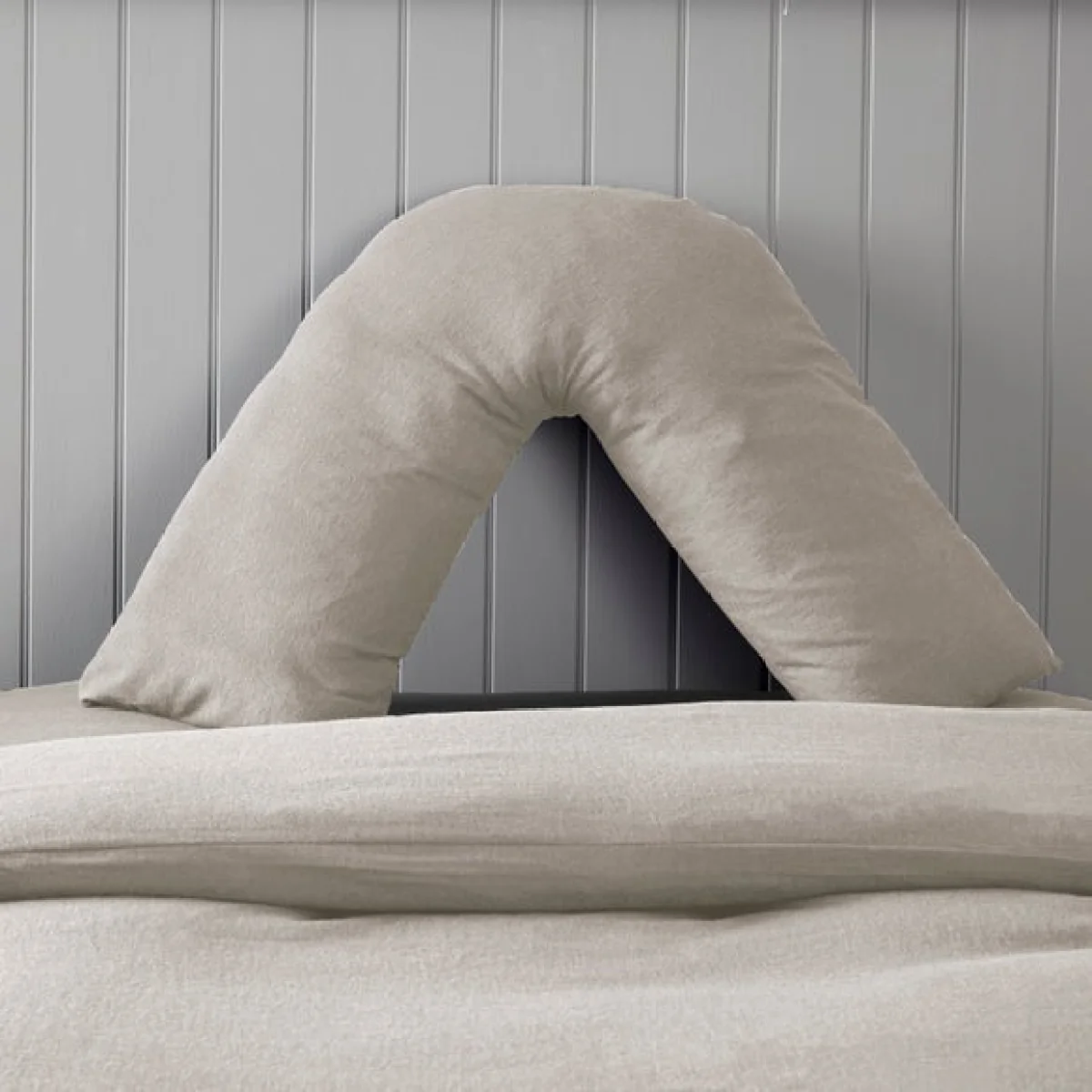 Soft & Cosy Luxury Brushed Cotton V-Shape Pillowcase Light Brown – image 1