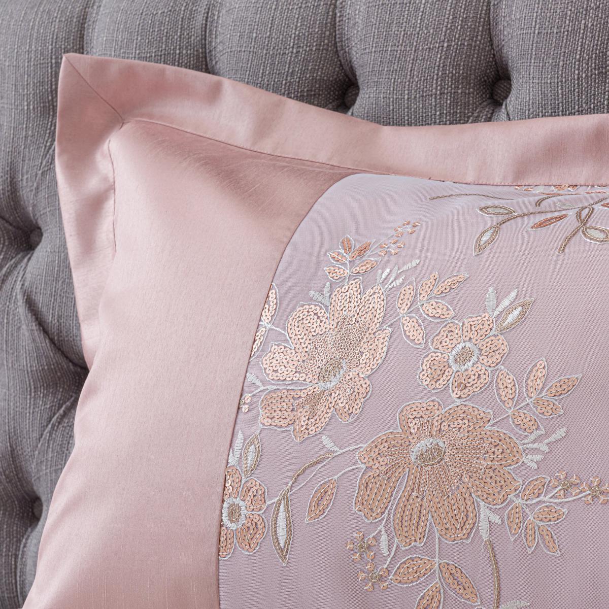 Elene Pink Floral Sequin Oxford Pillowcase Pink – image 3
