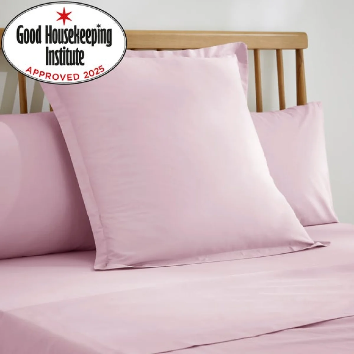 Pure Cotton Plain Dye Continental Square Pillowcase Baby Pink – image 2
