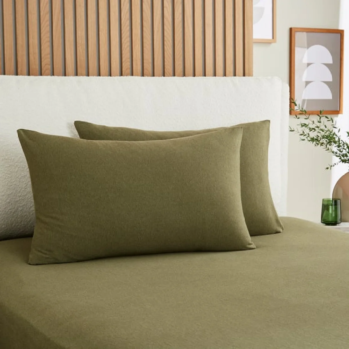 Elements Cotton Jersey Plain Standard Pillowcase Pair Ochre – image 2
