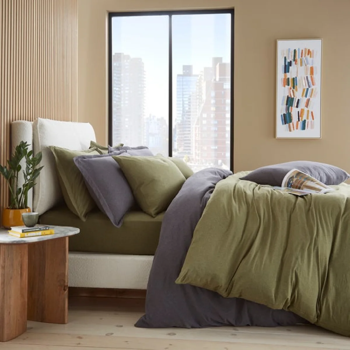 Elements Cotton Jersey Plain Standard Pillowcase Pair Ochre – image 4