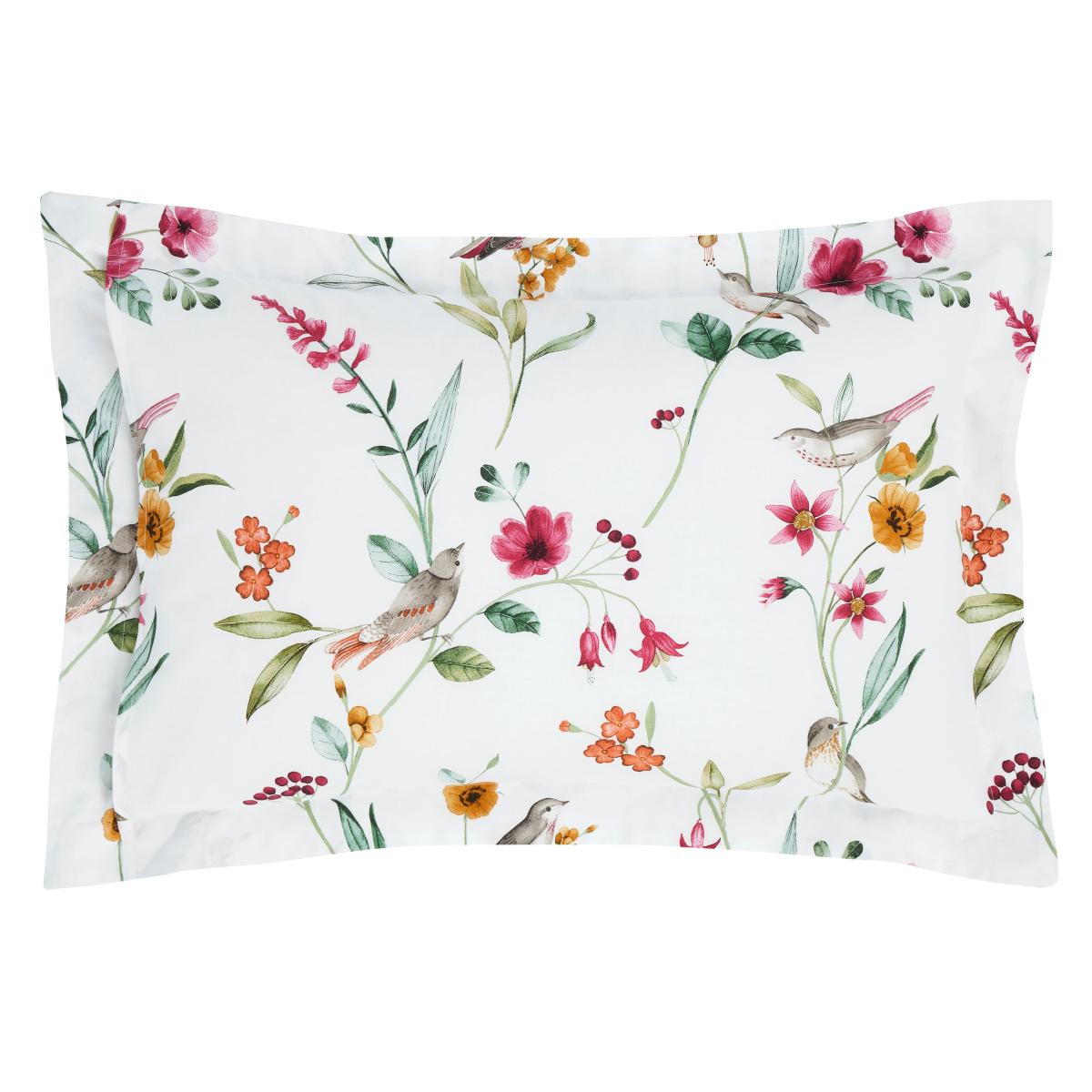 Country Bird Pink Oxford Pillowcase Pink/Green/Yellow – image 2