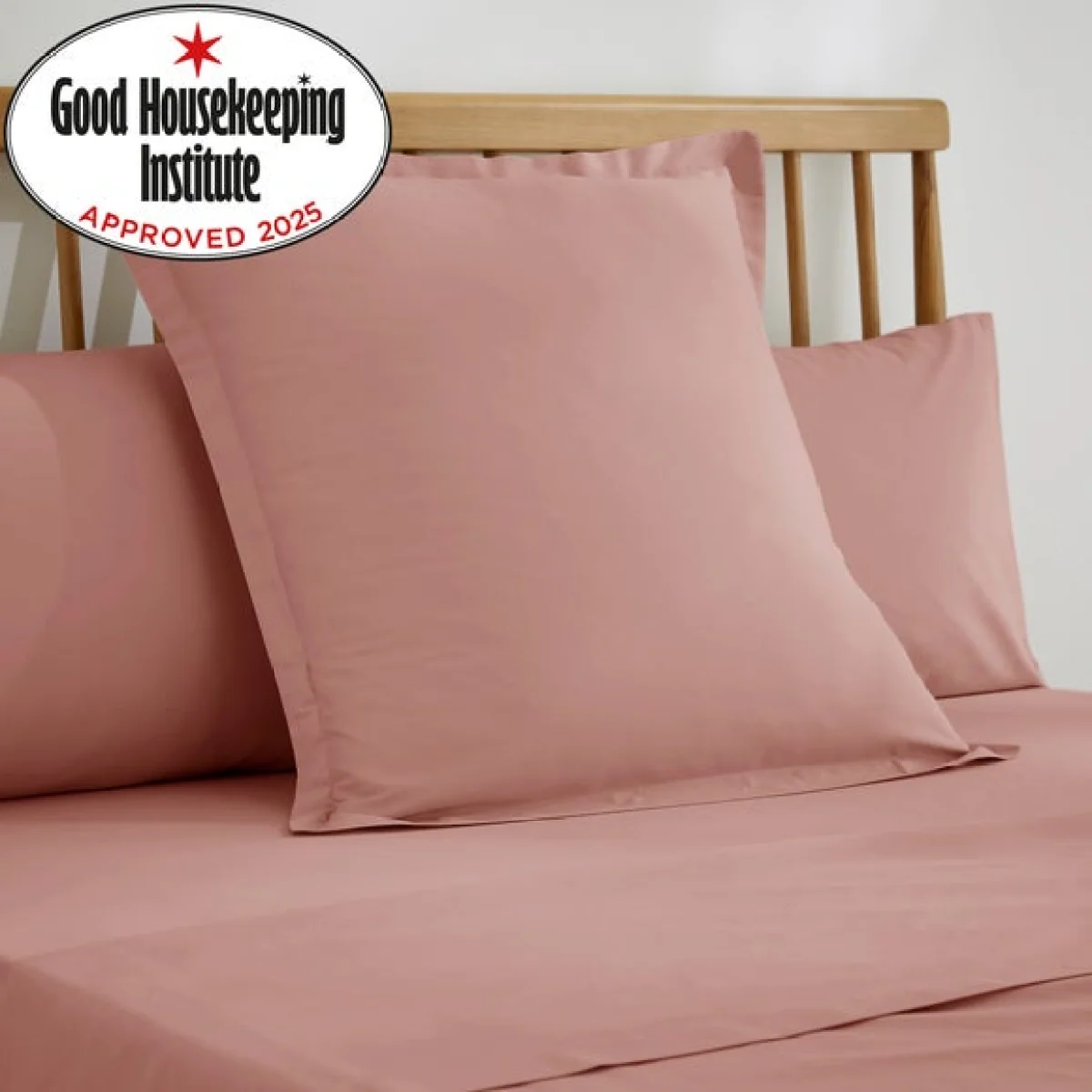 Pure Cotton Plain Dye Continental Square Pillowcase Dusty Pink – image 2
