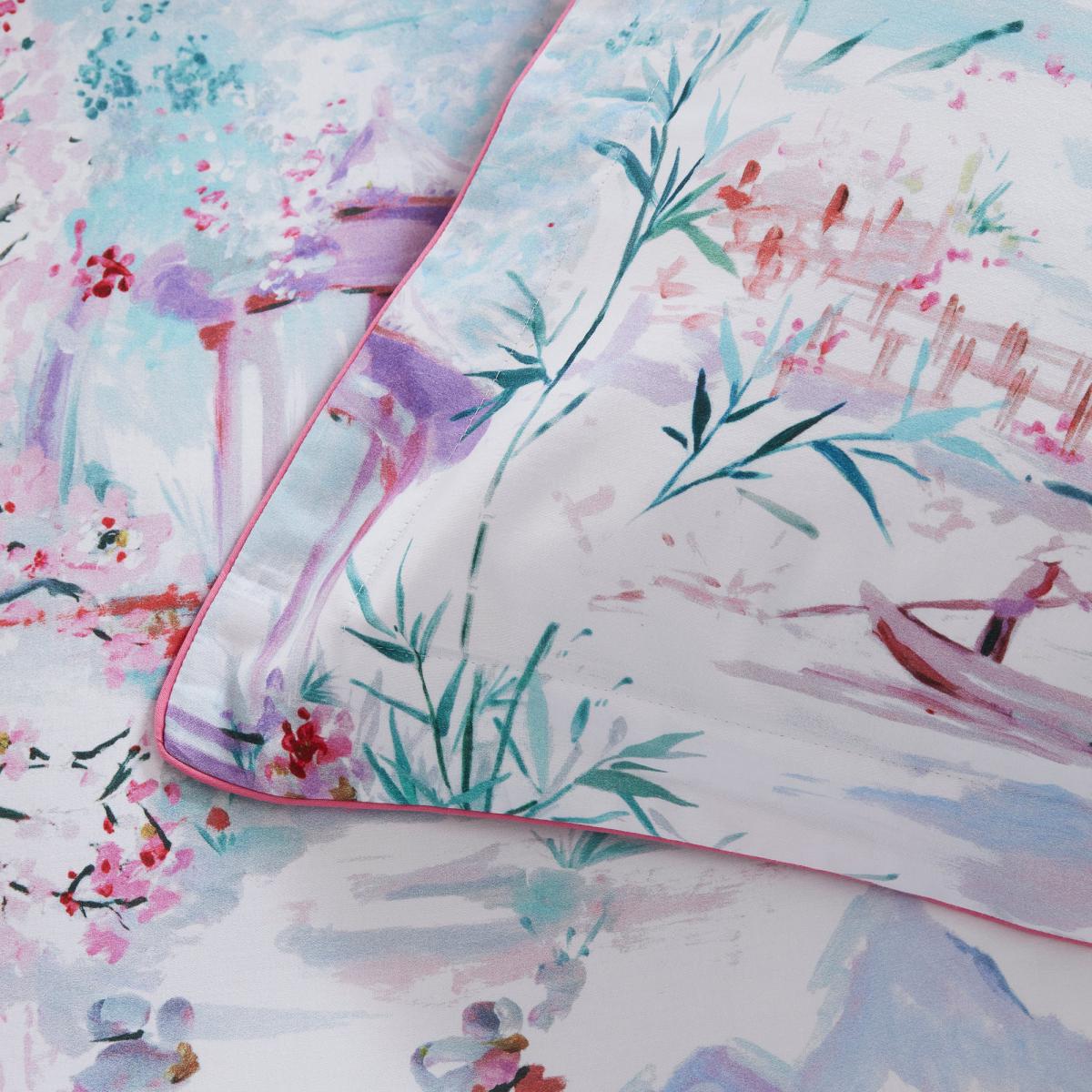 Dorma Tranquil Garden 100% Cotton Oxford Pillowcase Pair Light Pink – image 2