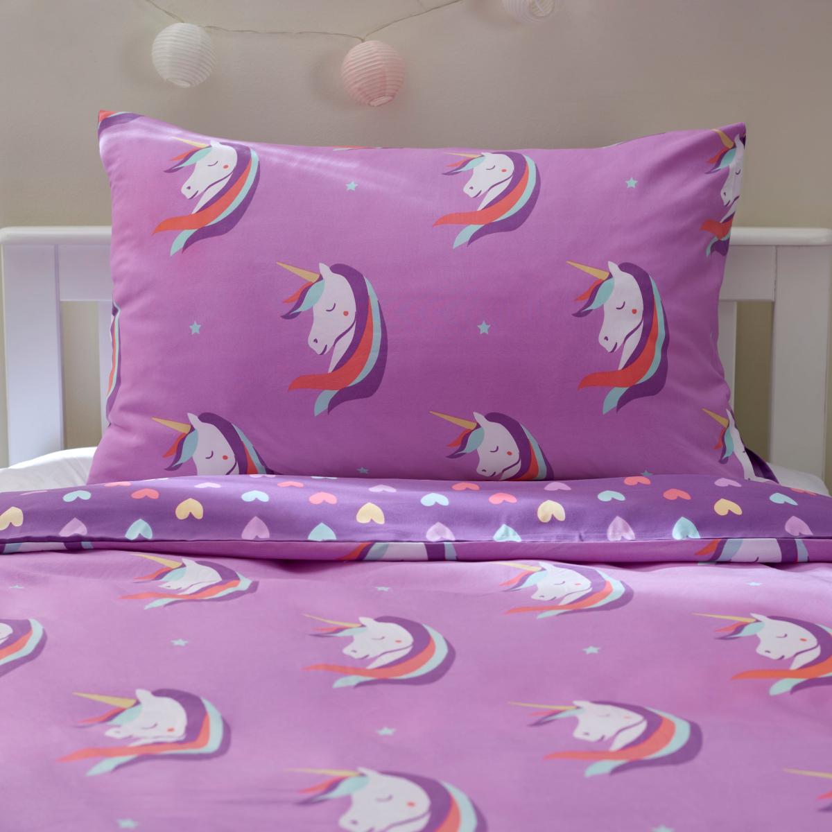 Unicorn Microfibre Duvet Cover and Pillowcase Set MultiColoured – image 3