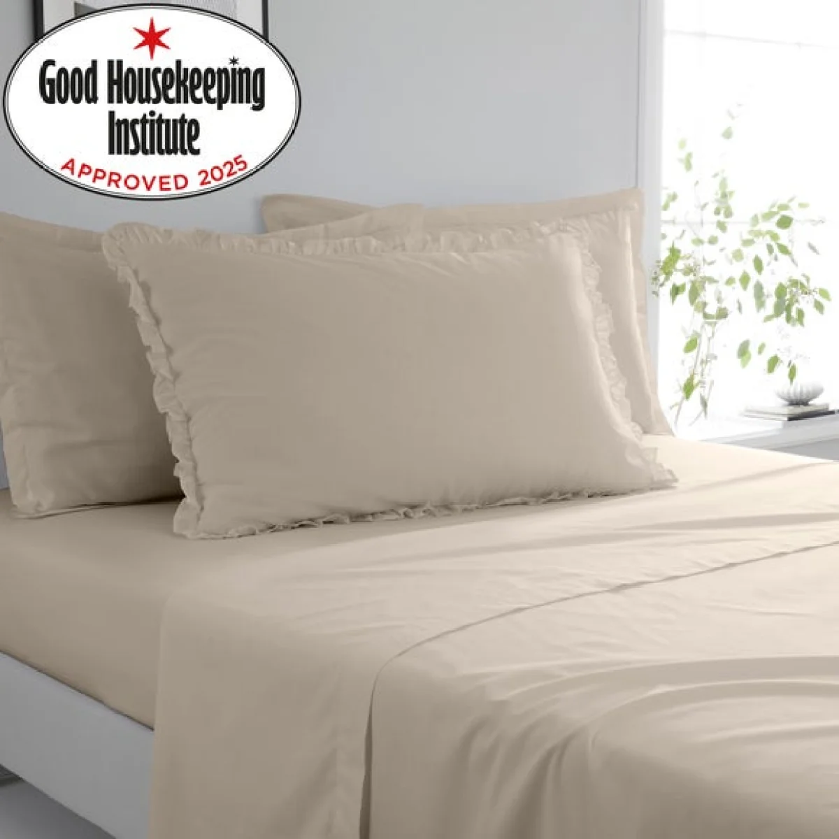 Pure Cotton Frilled Pillowcase Natural (Cream) – image 2