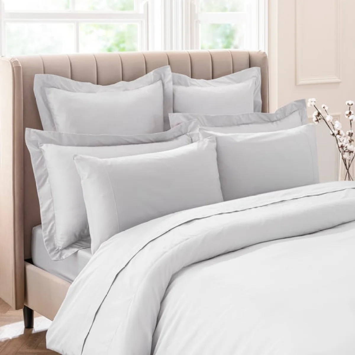 Dorma 300 Thread Count 100% Cotton Sateen Plain Continental Square Pillowcase Mauve – image 3