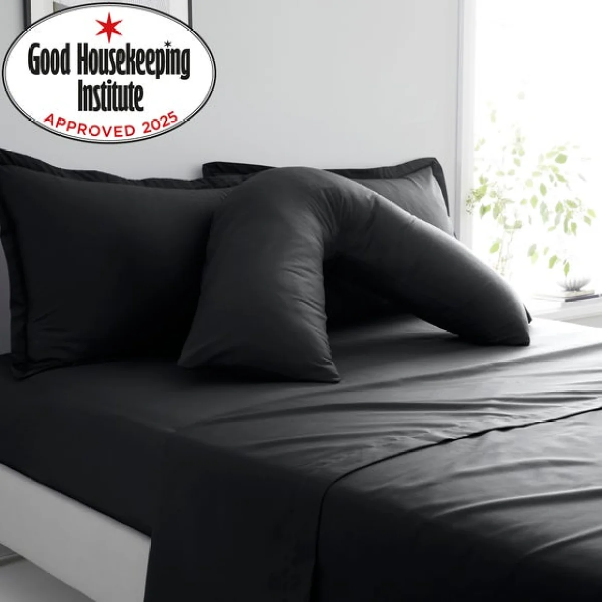 Pure Cotton V-Shaped Pillowcase Black – image 2