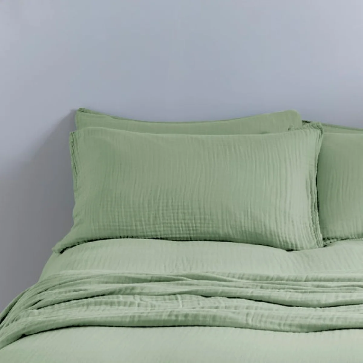 Cotton Muslin Standard Pillowcases Sage – image 1
