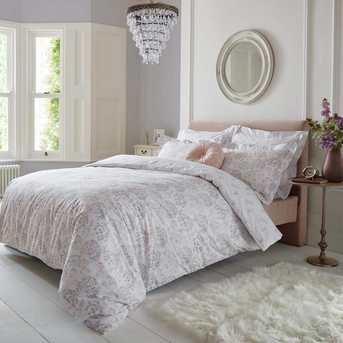 Holly Willoughby Azara Floral 100% Cotton Oxford Pillowcase Pink/Grey/White – image 2