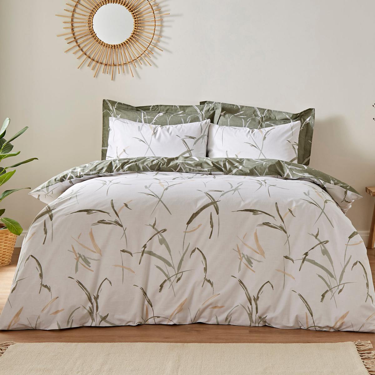 Sadie Green 100% Organic Cotton Oxford Pillowcase Green/White – image 3