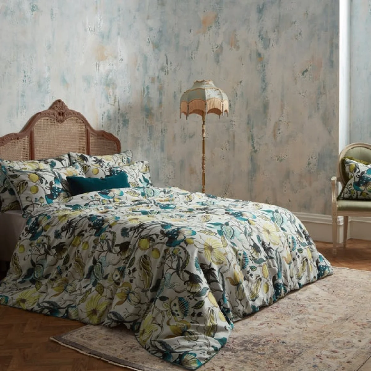 EW by Edinburgh Weavers Morton Floral Teal 100% Cotton Sateen Pillowcase Pair Green – image 2