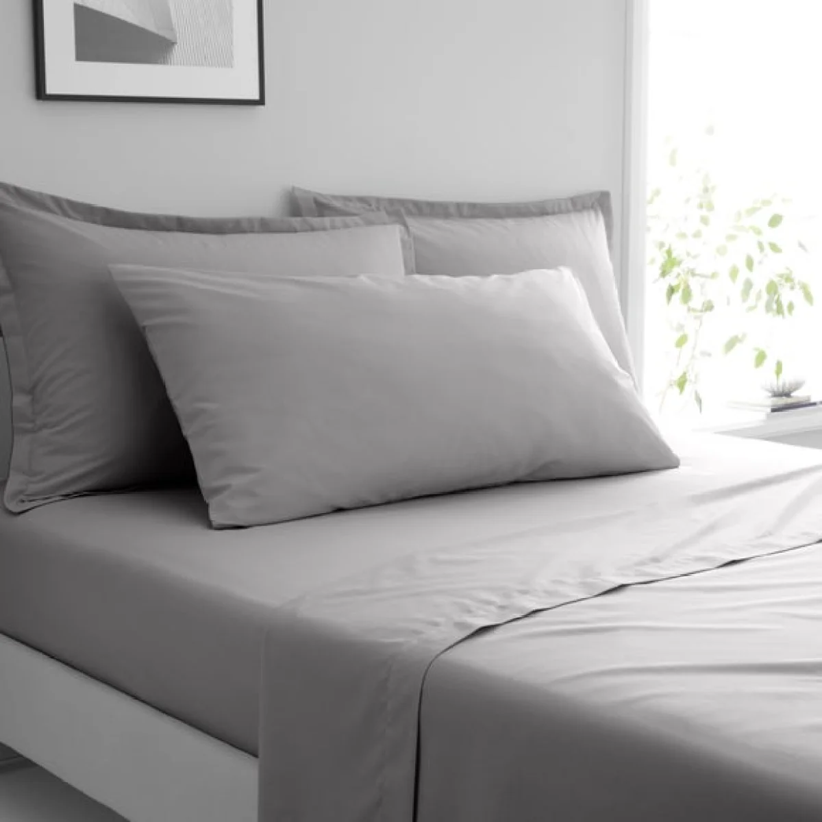 Pure Cotton Bolster Pillowcase Dove (Grey) – image 1