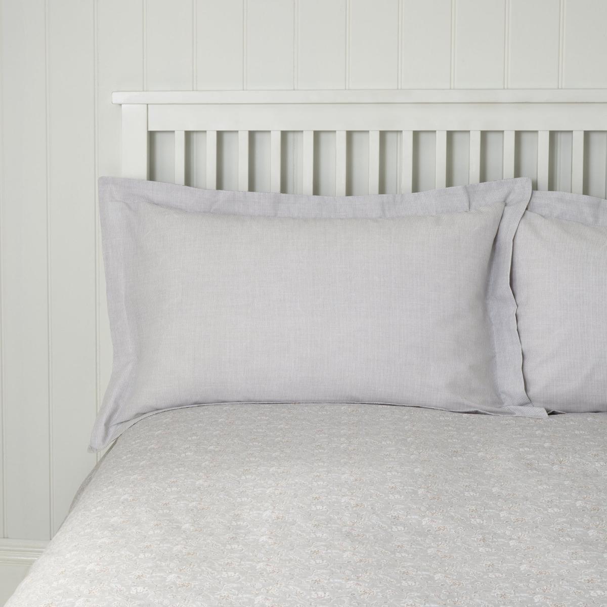 Jessa Pink 100% Cotton Oxford Pillowcase Pink, Grey and White – image 2