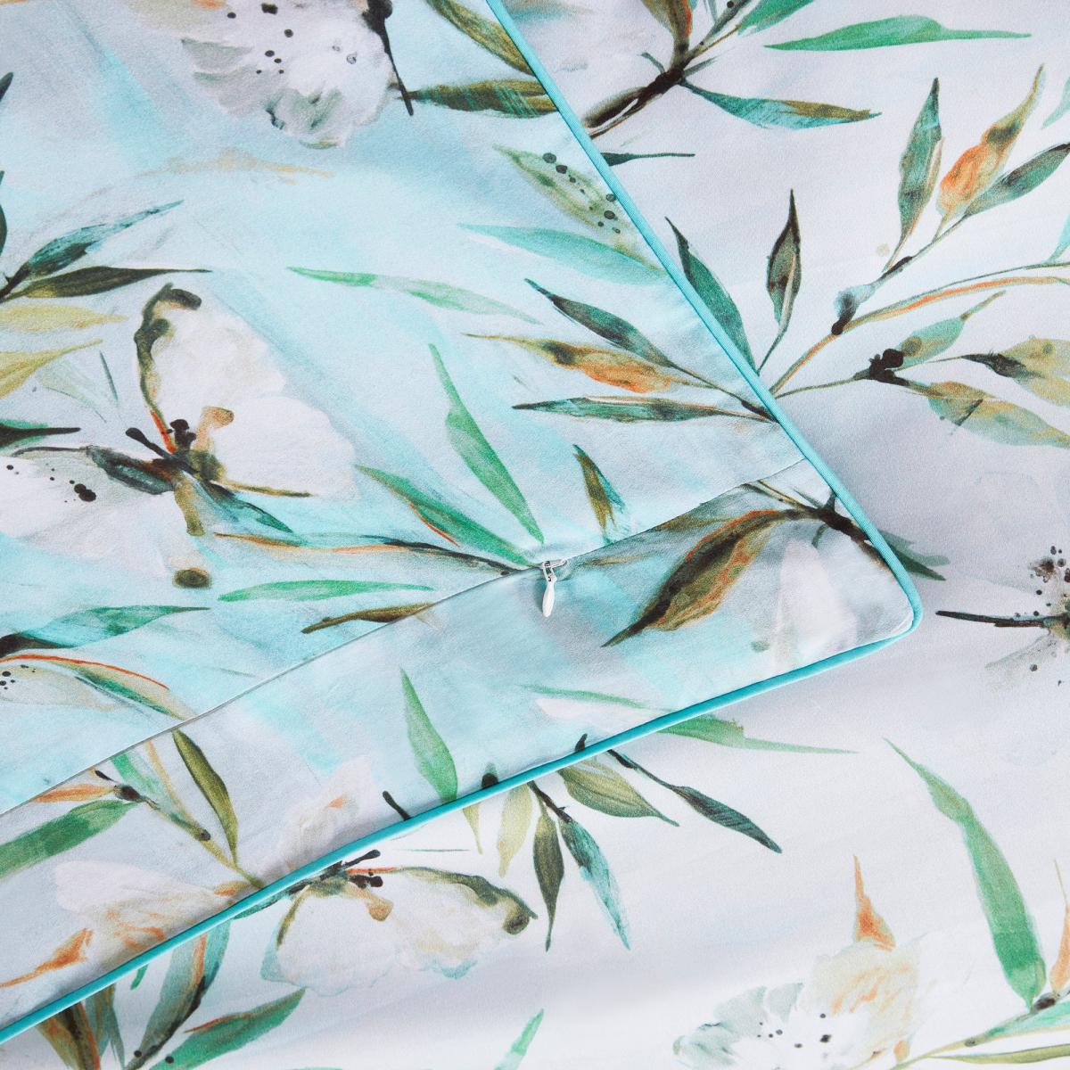 Dorma Nature Garden 100% Cotton Housewife Pillowcase Pair Light Blue – image 2