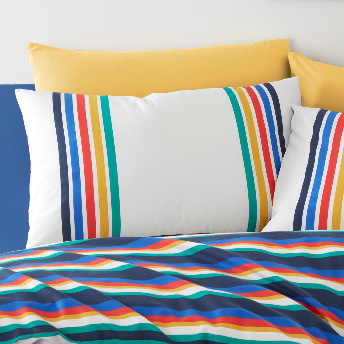 Retro Stripe 100% Cotton Duvet Cover and Pillowcase Set MultiColoured – image 3