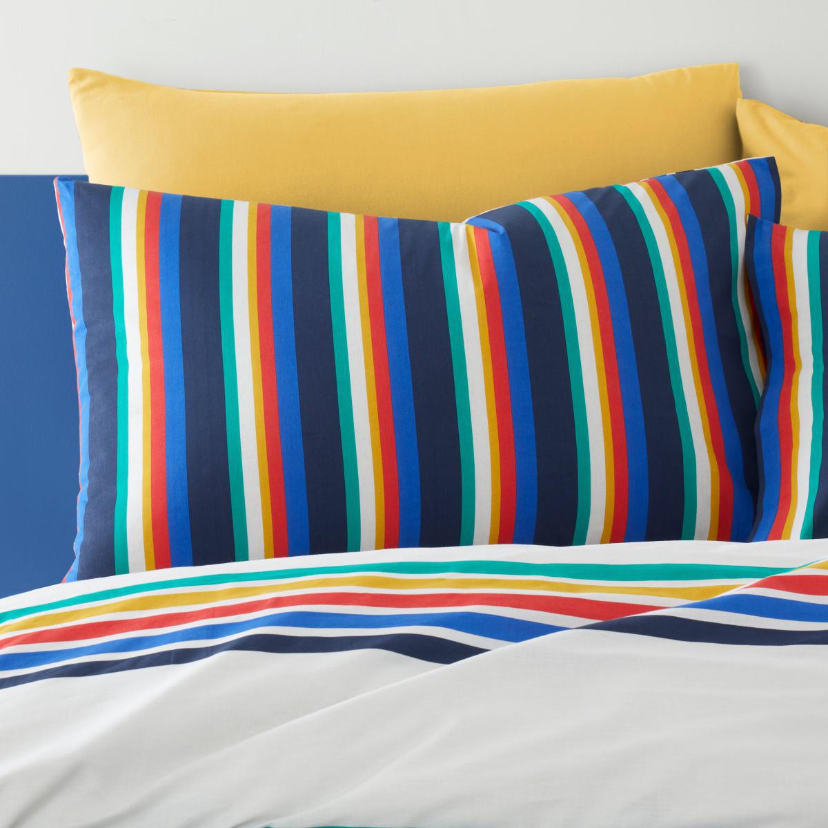 Retro Stripe 100% Cotton Duvet Cover and Pillowcase Set MultiColoured – image 4